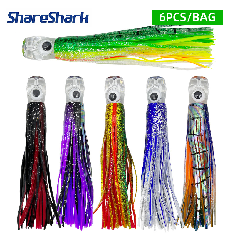 Fishing Lure Buzzbait - ShareShark 6pcs/bag 17/24cm Trolling Skirt Lures