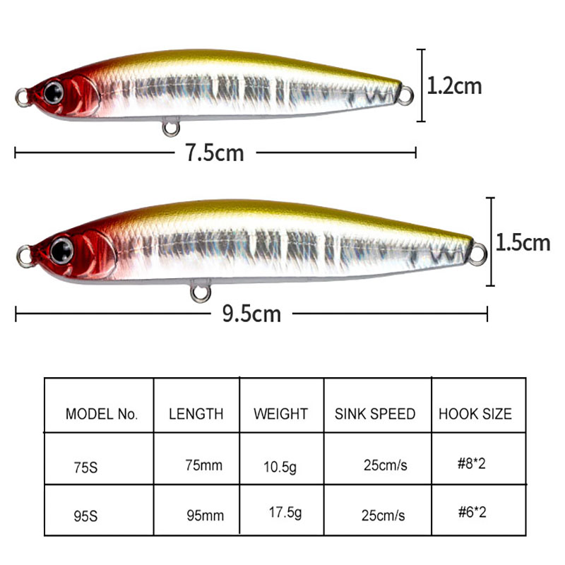 Water Sniper 10.5g 75mm Jerk P - Fishing Lure Jerkbait avaliação e preço