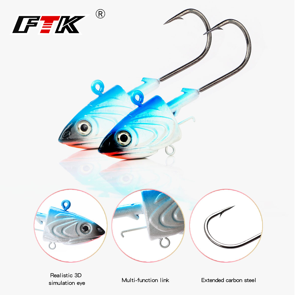 FTK 2PCS Jig Head Fishing Hook - Fishing Lure Soft Plastic avaliação e preço
